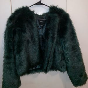 Dark green faux fur jacket